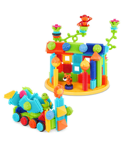 Jungle Adventure Blocks in Bucket with Animal Figurines - 128 Pieces