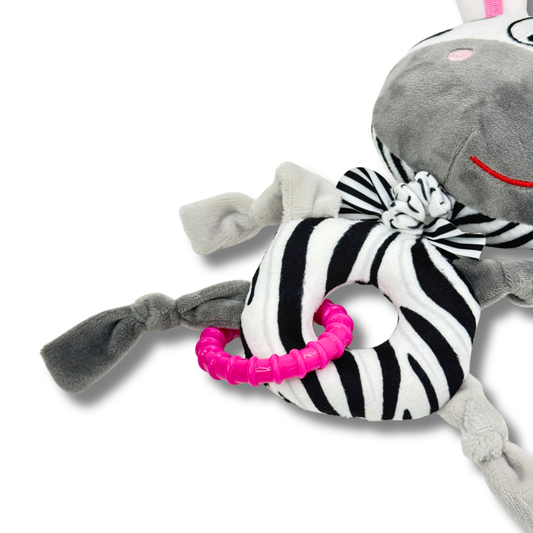 Sensory Zebra Plush Activity Toy, Rattle & Teether