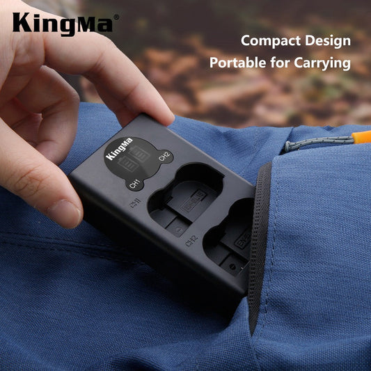 KingMa EN-EL15 Dual Slot LED Display Charger for Nikon ENEL15 / EN-EL15 Battery