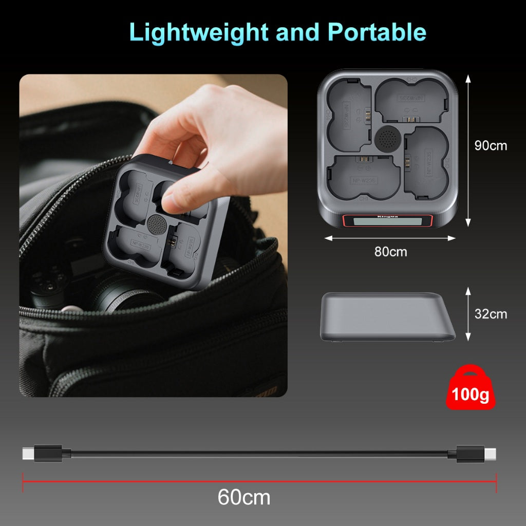 4-Slot Super Fast Charger for Fujifilm NP-W235 Batteries