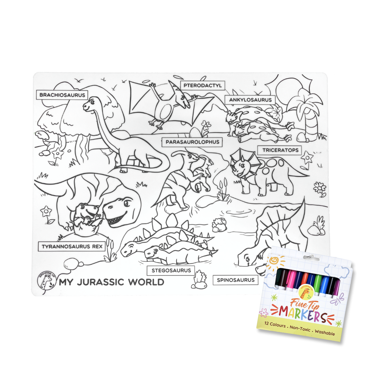 Educational Silicone Colouring Big Mat - Jurassic World