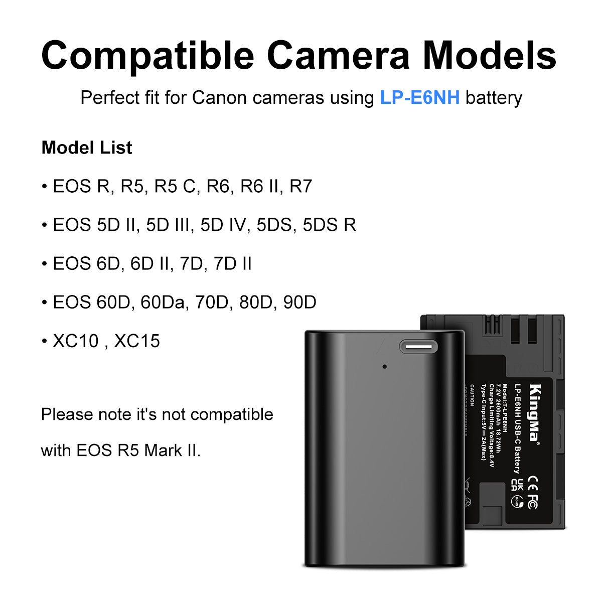 LP-E6 | Canon | Replacement Battery | Fully Decoded | USB Type-C Port