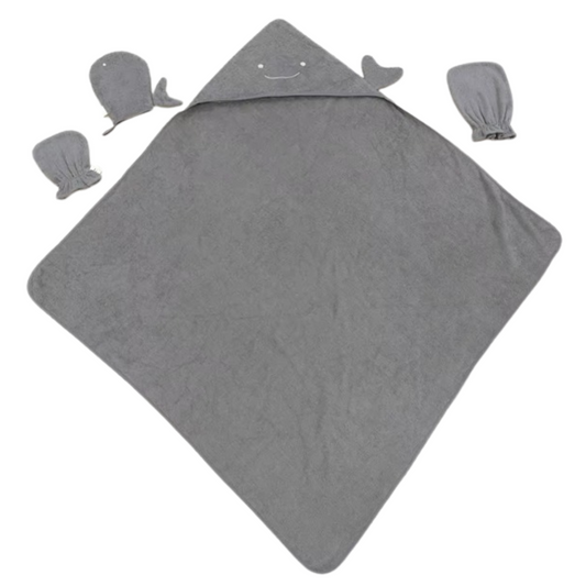 Kids Hooded Poncho Bath Towel Set of 4