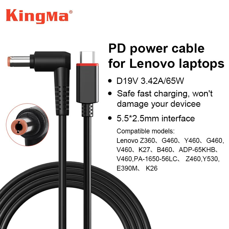 KingMa TC5525 | Lenovo | Round Tip | DC 5525 | Type-C Cable
