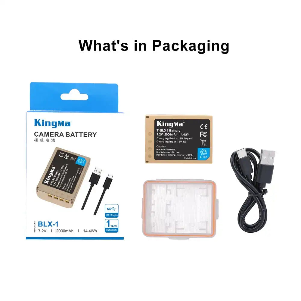 KingMa BLX-1 | Olympus | 2000mAh | Replacement Battery | USB Type-C Port - 6