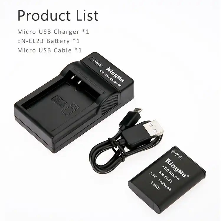 KingMa EN-EL23 Set | Nikon | 1700mAh Battery | Single Charger | LED - 6