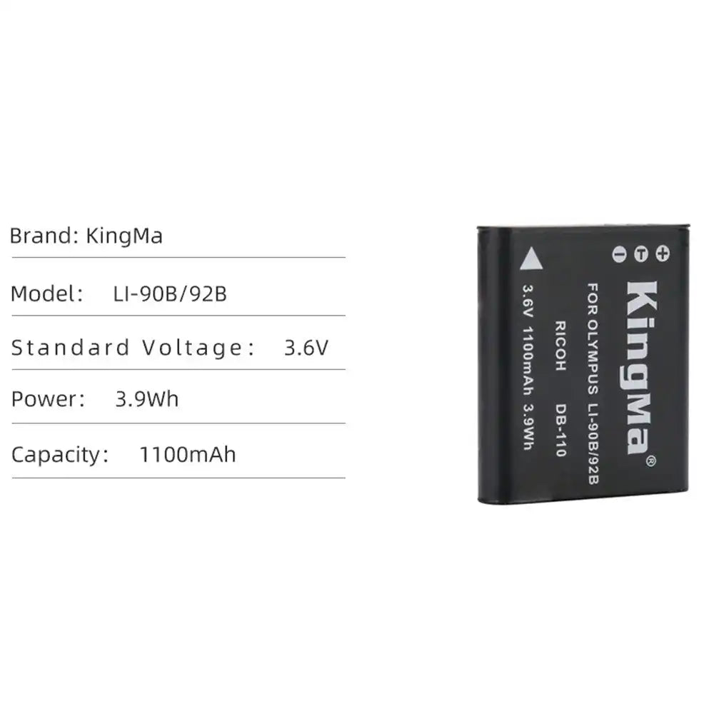 KingMa Li90B & Li92B | Olympus | 1100mAh | Replacement Battery - 3