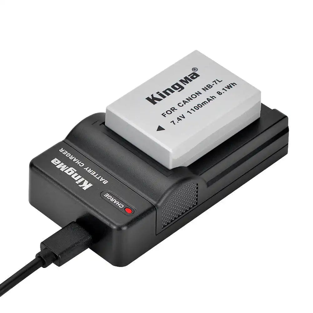 KingMa NB-7L Set | Canon | 1100mAh Battery | Single Charger | LED - 1