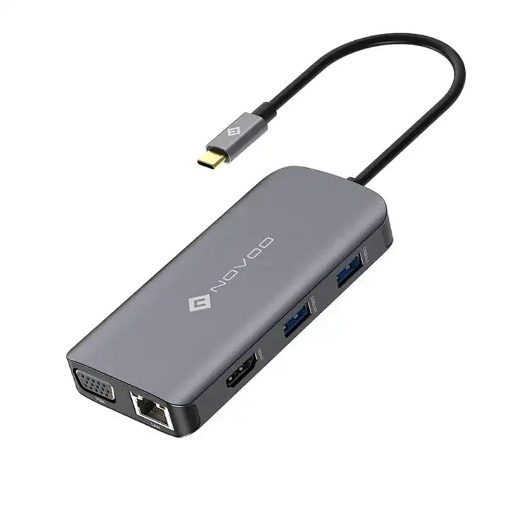 NOVOO 9 Ports USB Hub | High Speed 4K HDMI Display SD Slot PD 100W USB-C Port - 1