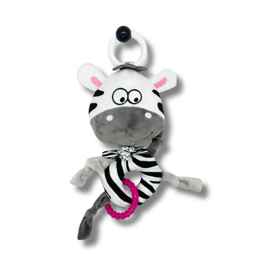 Sensory Zebra Plush Activity Toy, Rattle & Teether