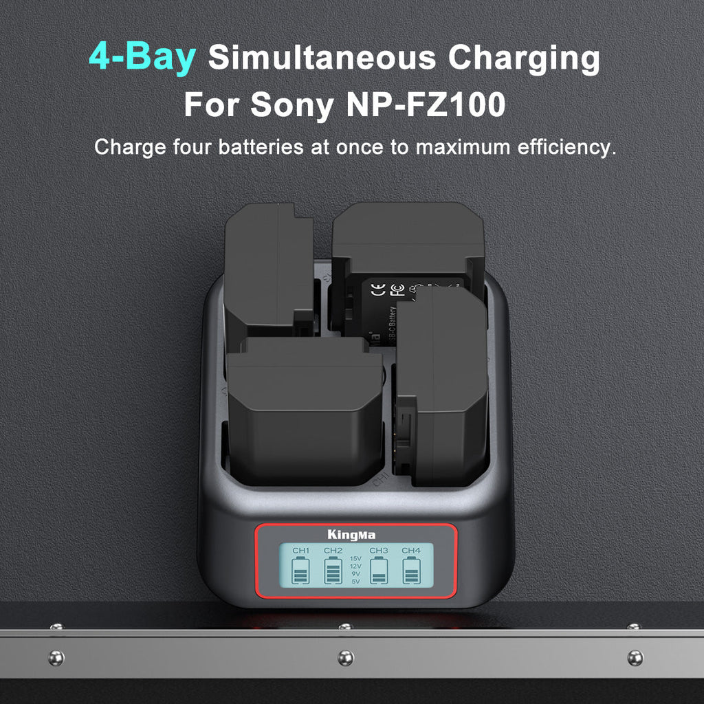 4-Slot Fast Charger for Sony NP-FZ100 Battery