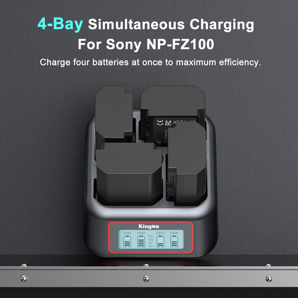4-Slot Fast Charger for Sony NP-FZ100 Battery