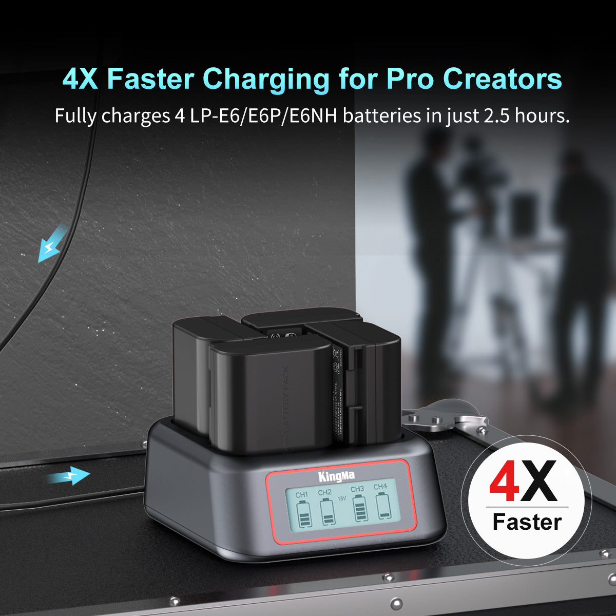 4-Slot Fast Charger for Canon LP-E6 Series Battery