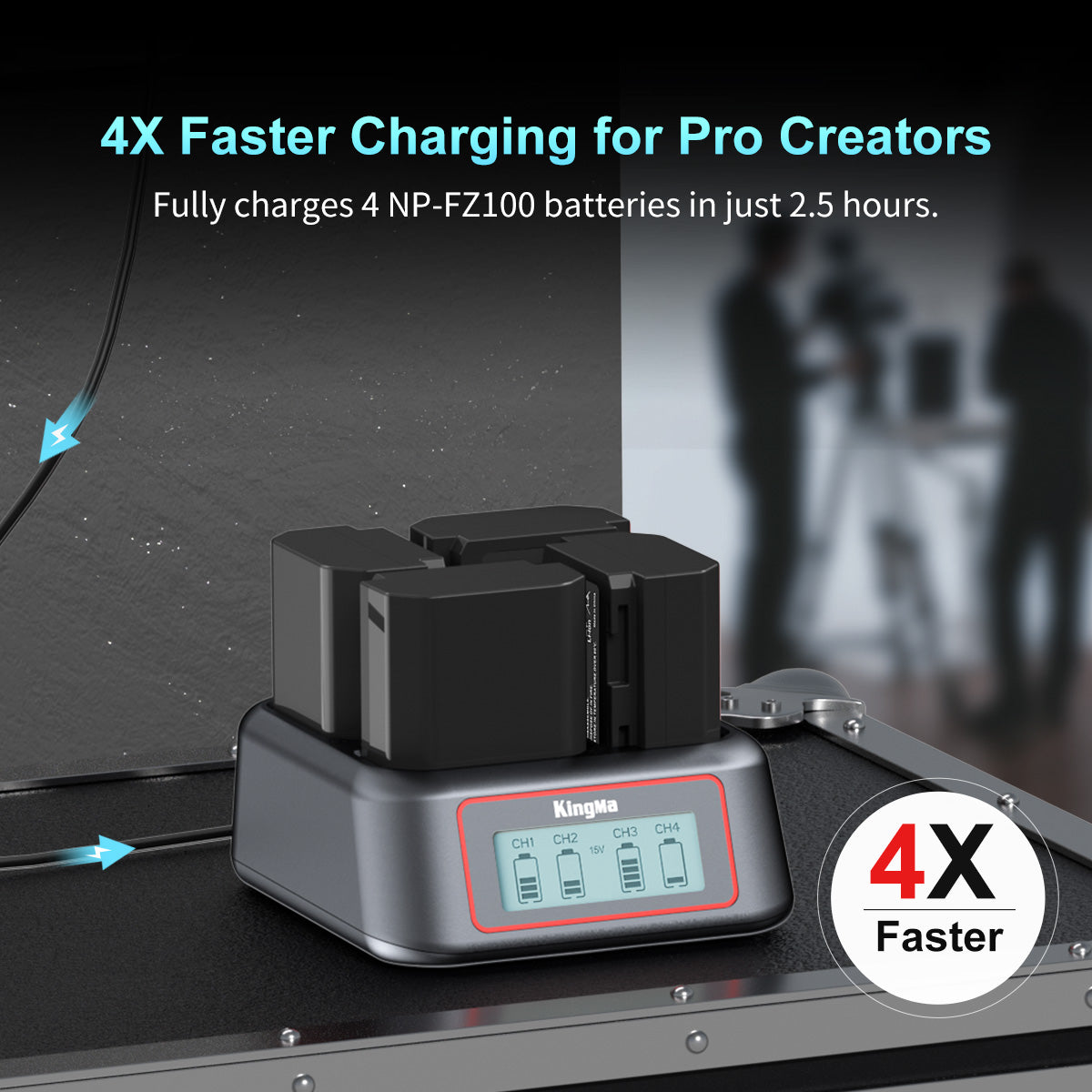 4-Slot Fast Charger for Sony NP-FZ100 Battery