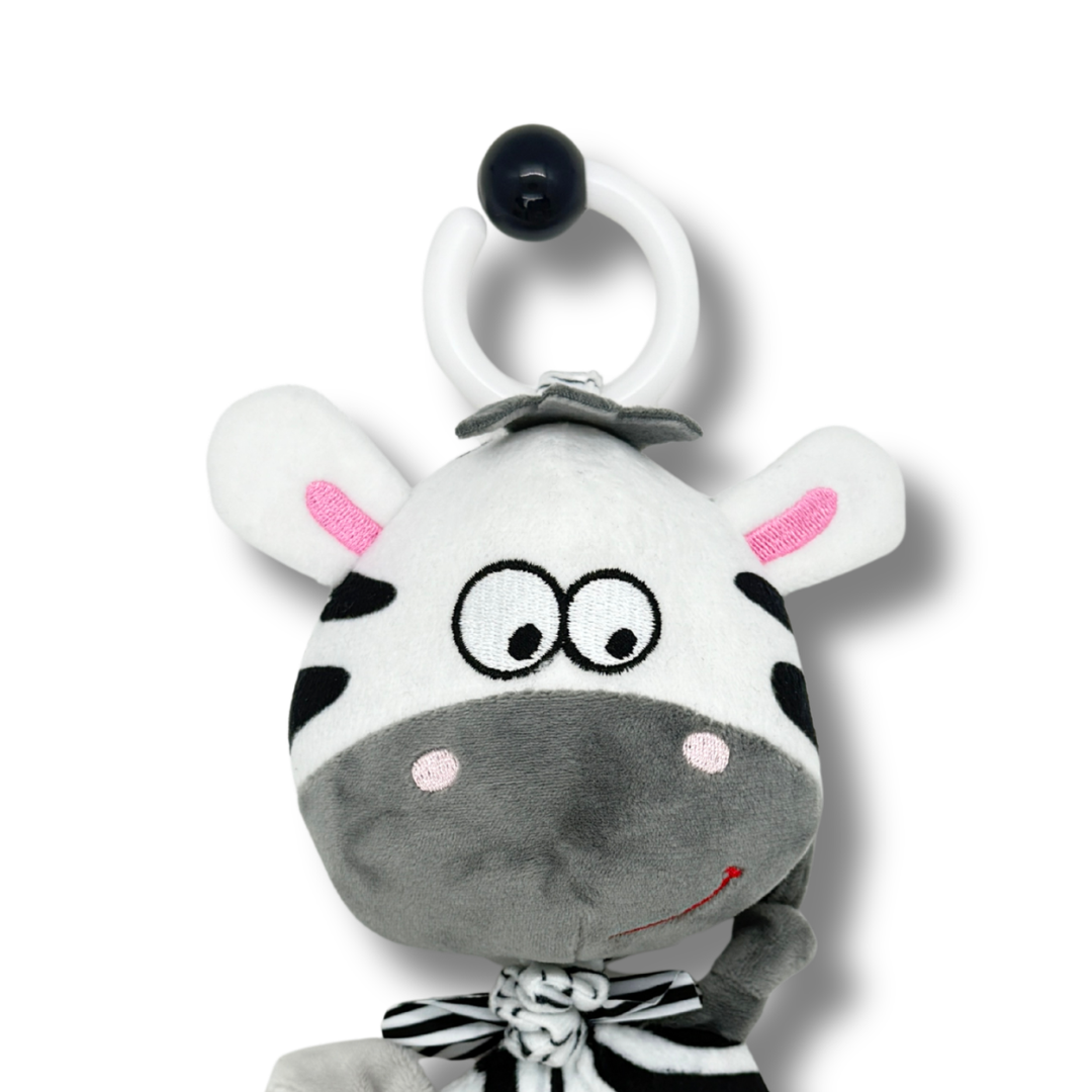 Sensory Zebra Plush Activity Toy, Rattle & Teether