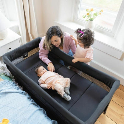 amigo™ 120 One-hand Fold Travel Cot Baby Bassinet - Shale