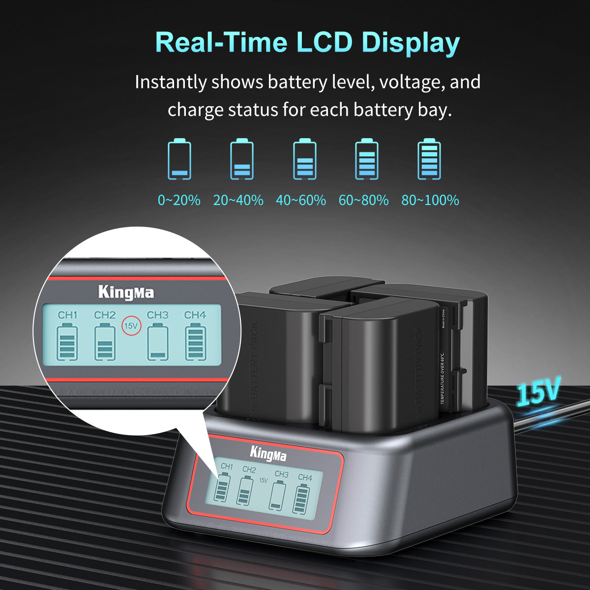 4-Slot Fast Charger for Canon LP-E6 Series Battery