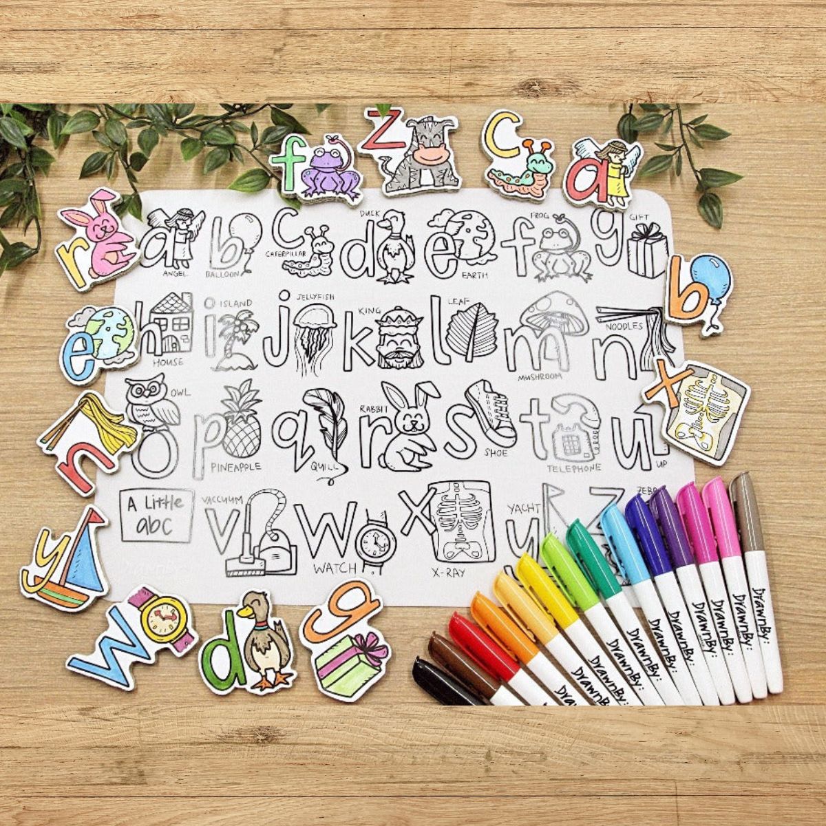 A Little ABC Washable Silicone Colouring Mat & Markers Set