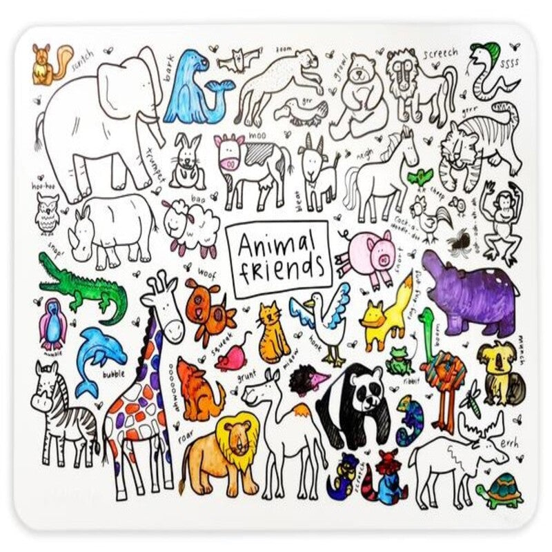 Animal Friends Washable Silicone Colouring Mat & Markers Set