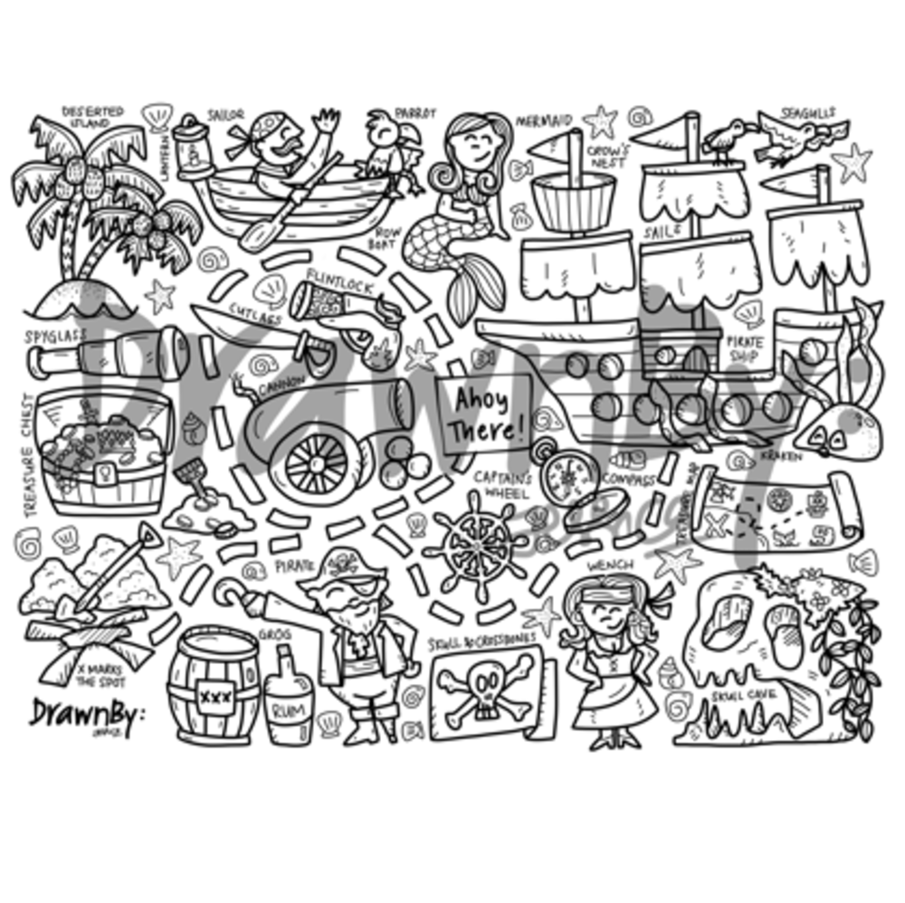 Ahoy There Washable Silicone Colouring Mat & Markers Set