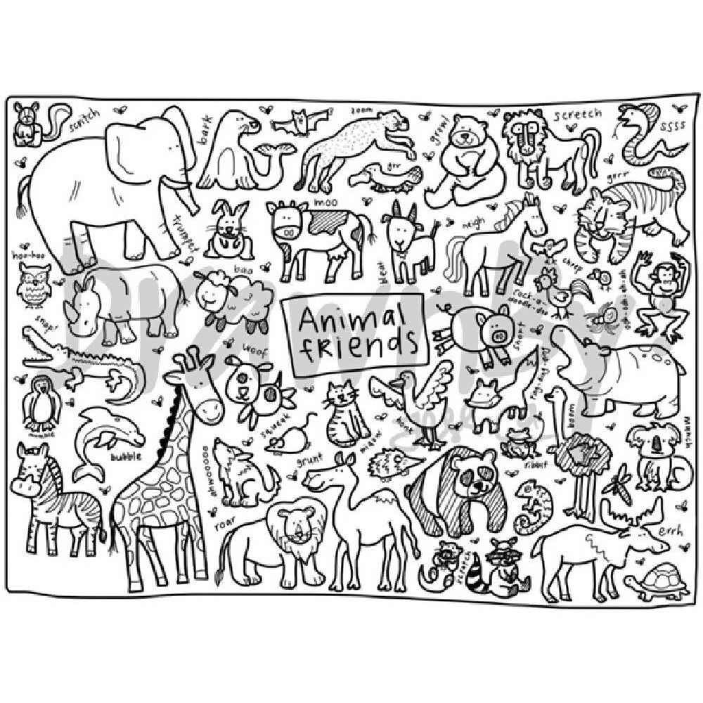 Animal Friends Washable Silicone Colouring Mat & Markers Set
