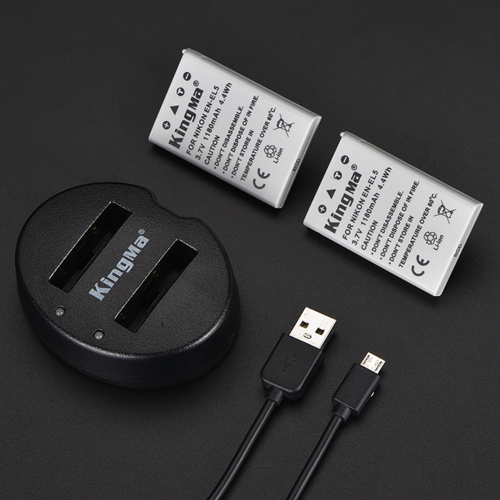 EN-EL5 Replacement Battery and Dual Charger Set for Nikon Coolpix Cameras