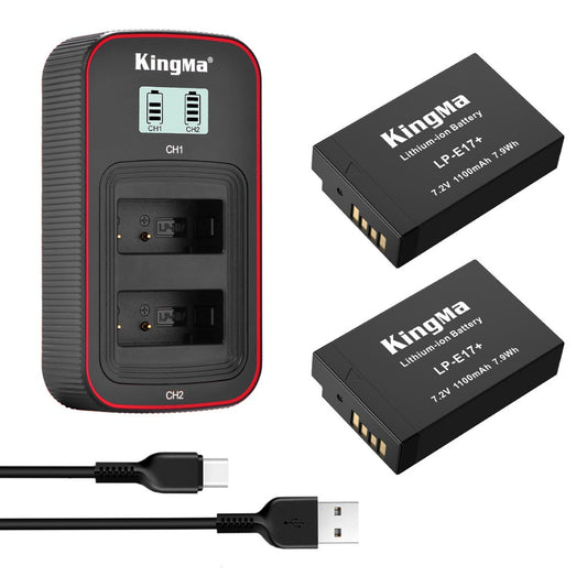 LP-E17 Fully Decoded Replacement Battery and LCD Dual Charger Set for Canon Cameras