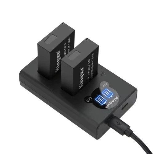 KingMa LP-E17 LED Display Dual USB Charger - Micro-USB & Type-C Port for Canon Cameras