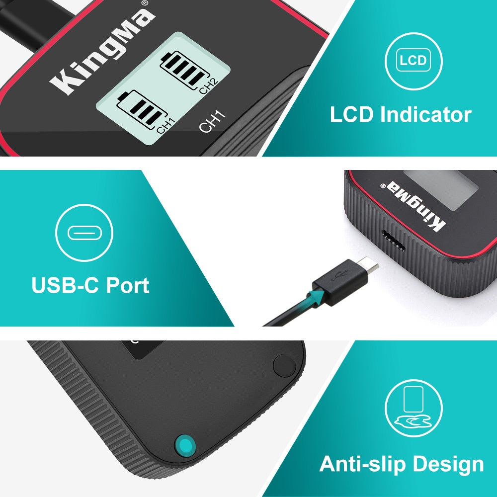 Li90B / Li92B Dual LCD Display Charger for Olympus Camera Batteries