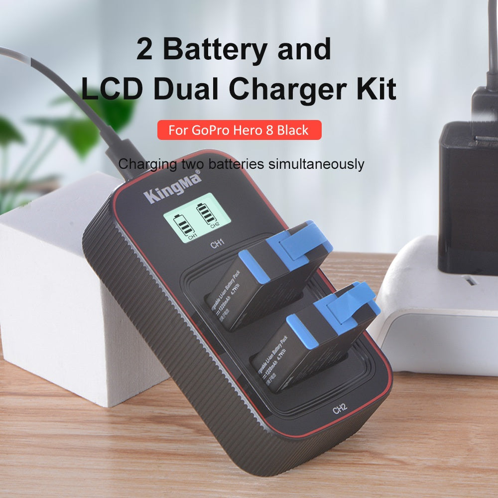 GoPro Hero 8 / 7 / 6 / 5 Replacement Battery and LCD Dual Charger Set