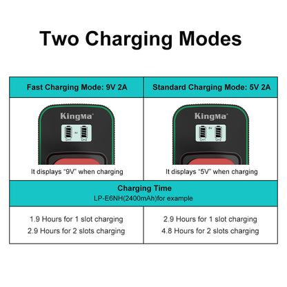 LP-E6 1960mAH Replacement Battery and Ultra Fast Dual Charger for Canon Cameras