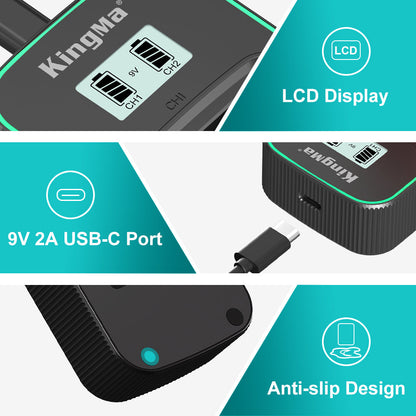 LP-E6 1960mAH Replacement Battery and Ultra Fast Dual Charger for Canon Cameras