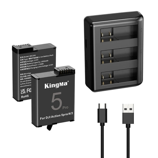 KingMa DJI OSMO Action 3 / 4 / 5  Camera Replacement Battery & Charger Set