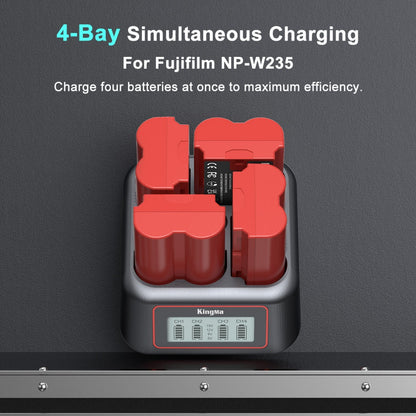 4-Slot Super Fast Charger for Fujifilm NP-W235 Batteries