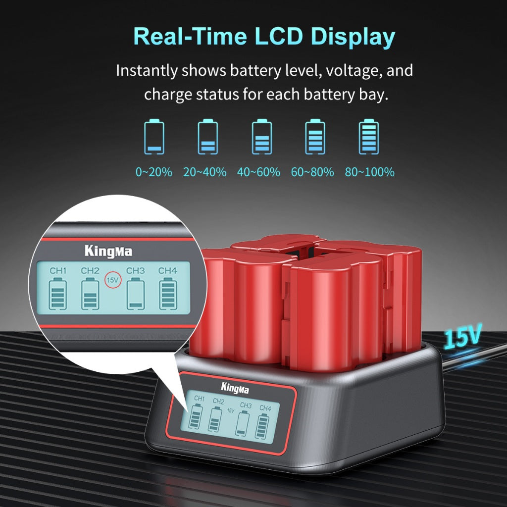 4-Slot Super Fast Charger for Fujifilm NP-W235 Batteries