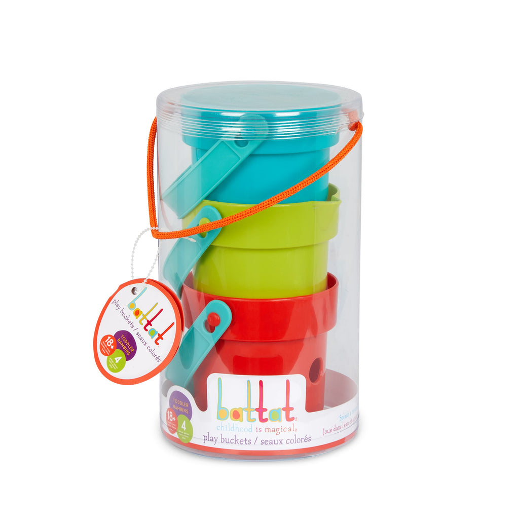 3 Colourful Play Bath Buckets