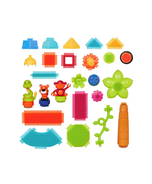 Jungle Adventure Blocks in Bucket with Animal Figurines - 128 Pieces