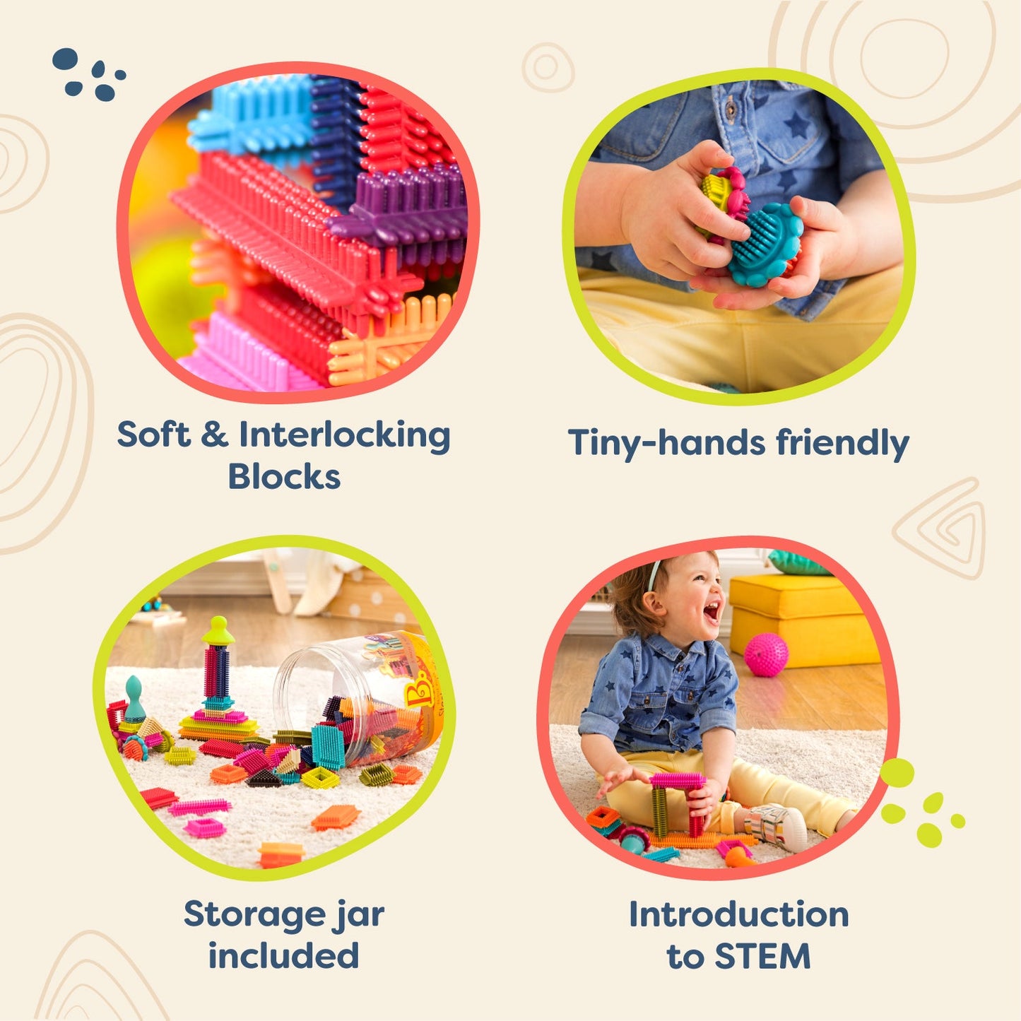 Bristle Block Stackadoos - Interlocking Building Blocks