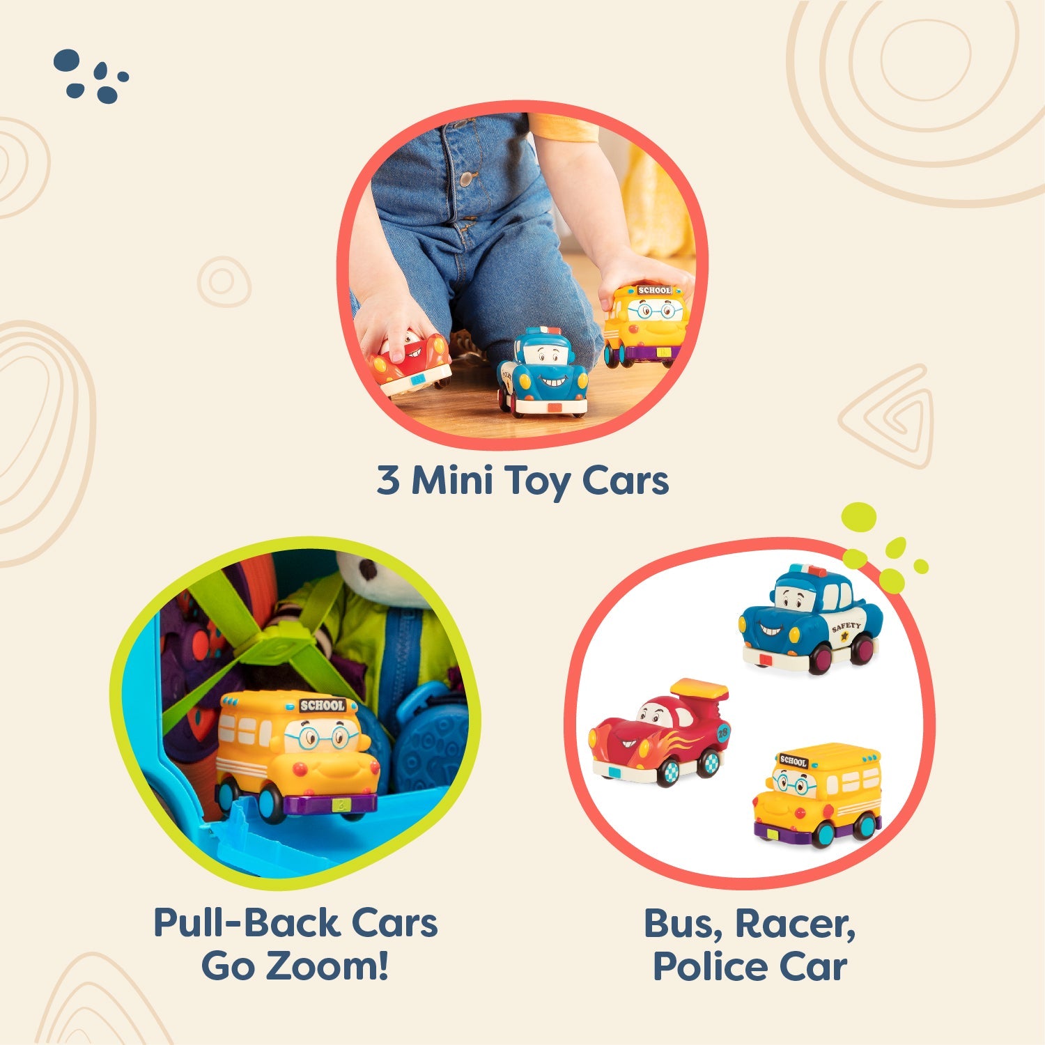 Mini Wheeee-ls! Pull Back Car Set
