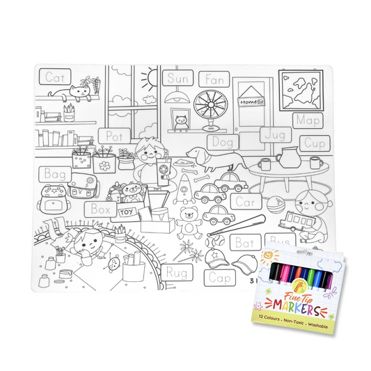 Educational Silicone Colouring Big Mat - 3-Letter Word