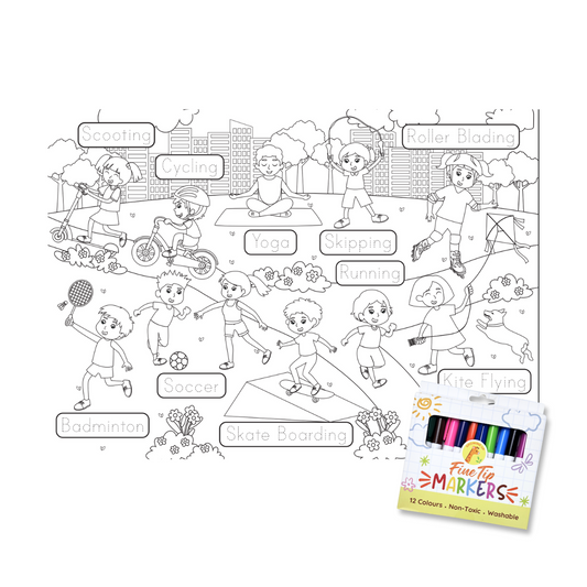 Educational Silicone Colouring Big Mat - Exercises