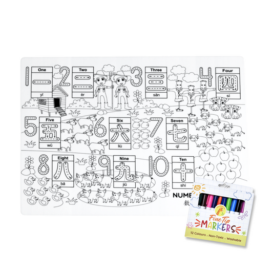 Educational Silicone Colouring Big Mat - Numbers