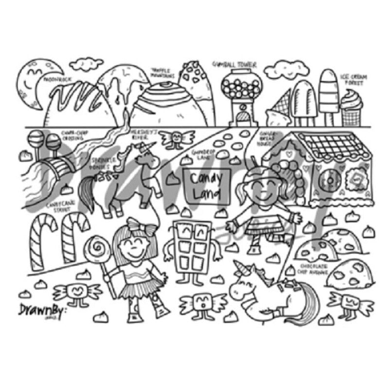 Candy Land Washable Silicone Colouring Mat & Markers Set