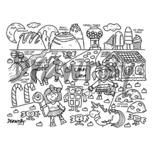 Candy Land Washable Silicone Colouring Mat & Markers Set