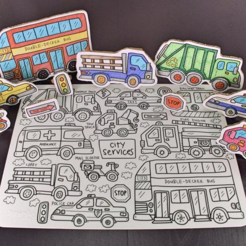 City Services Washable Silicone Colouring Mat & Markers Set