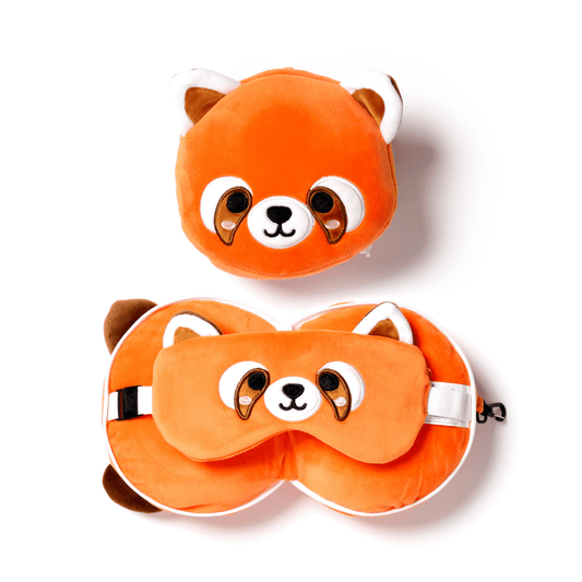 Kids Travel Pillow & Eye Mask - Red Panda