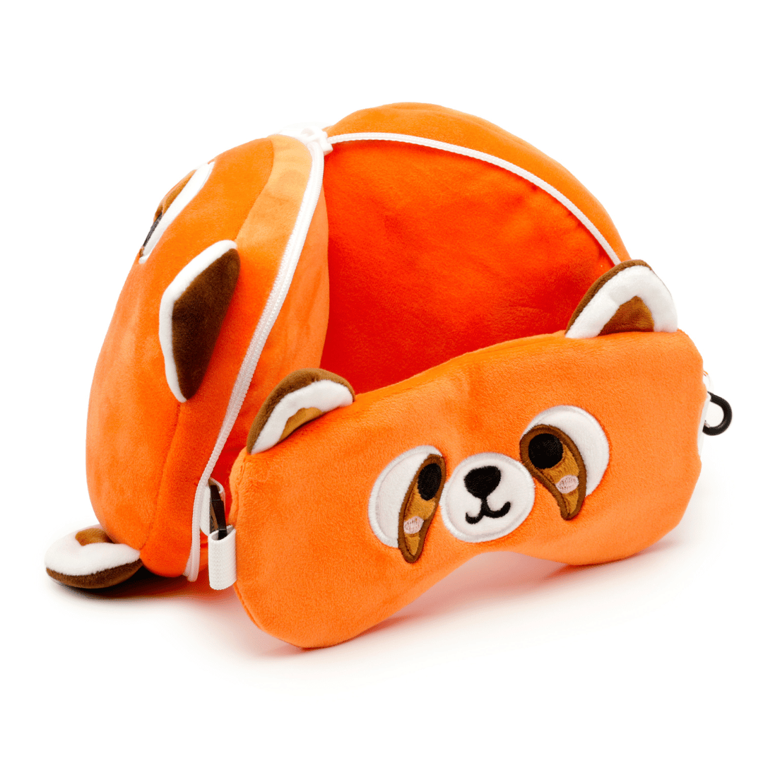 Kids Travel Pillow & Eye Mask - Red Panda