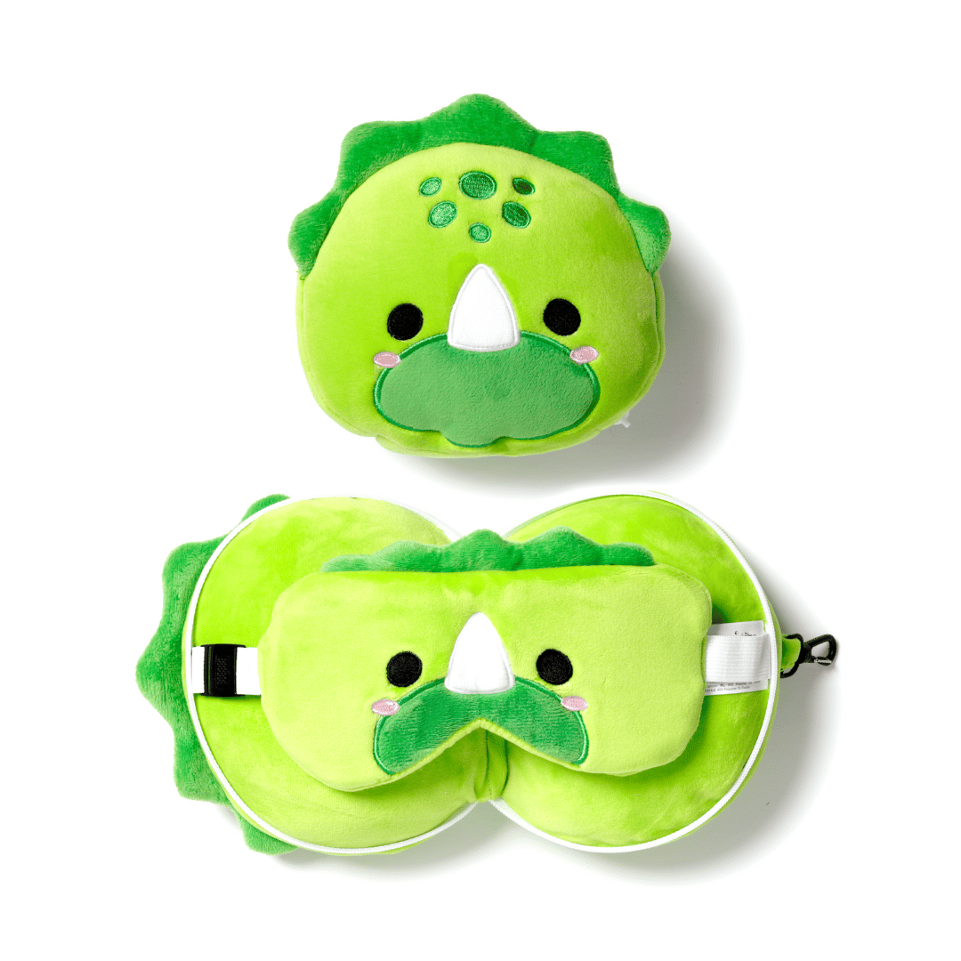 Kids Travel Pillow & Eye Mask - Dinosaur