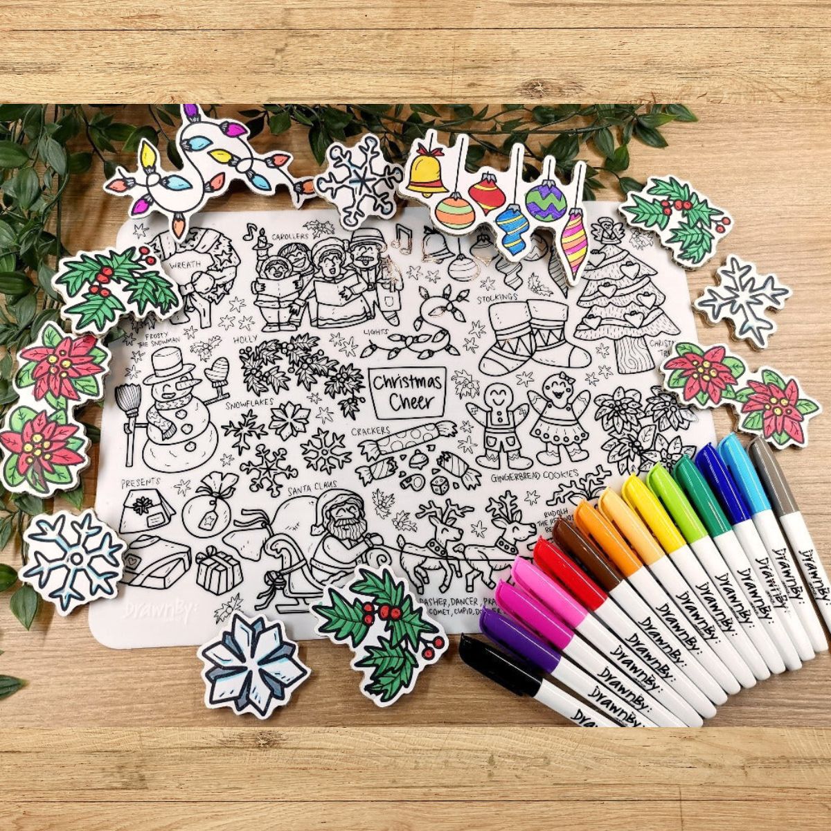 Christmas Cheer Washable Silicone Colouring Mat & Markers Set