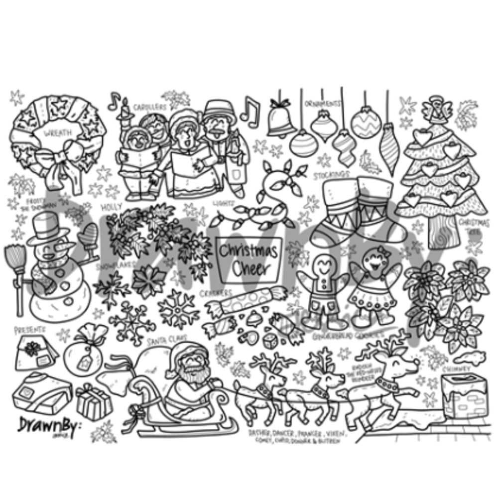 Christmas Cheer Washable Silicone Colouring Mat & Markers Set